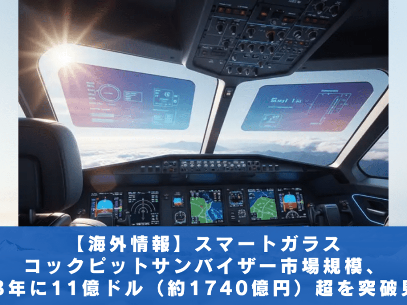 【海外情報】ス マ ー ト ガ ラ ス  ： 　コ ッ ク ピ ッ ト サ ン バ イ ザ ー　市場規模、２０３３年に１１億ドル（約１７４０億円）超を突破見込み