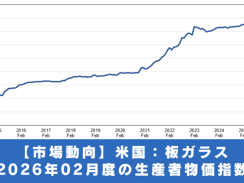 【市場動向】米 国  ：  板ガラス ２０２６年０２月度の生産者物価指数